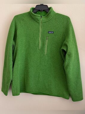 Patagonia Mens Better Sweater 1/4 Zip Fleece Pullover Green XL